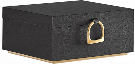 SONGMICS 2-Layer Jewelry Box, Jewelry Organizer with Handle, Removable Jewelry Tray, Jewelry Storage, Floating Effect, 8.1 x 9.4 x 4.3 Inches, Gift Idea, Black UJBC165B01