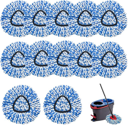 12 Pack Spin Mop Replacement Heads Compatible with Ocedar RinseClean 2 Tank System,Microfiber Mop Refill Heads for O Cedar Cleaning All Hard-surfaced Floor