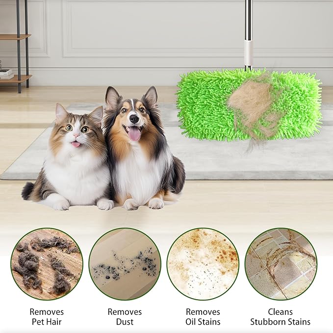 3 Pack Reusable Microfiber Mop Pads Compatible with Swiffer Sweeper, Washable Dry Sweeping Cloths and Wet Mopping Pad Refills for Hardwood Surface Floor Cleaning (Mop is Not Included)