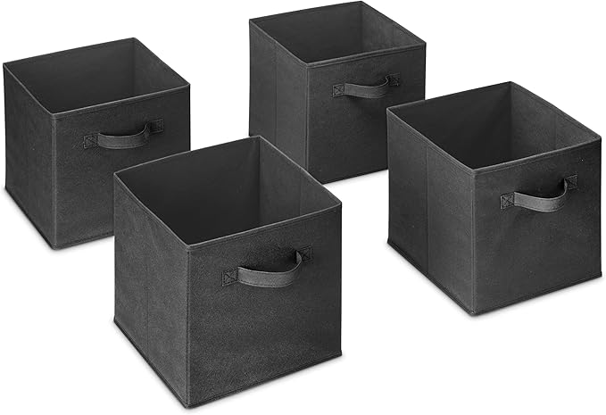 Whitmor Collapsible Cubes - 10.5 x 10.5 x 11 inches - Black - Set of 4 (Pack of 2)