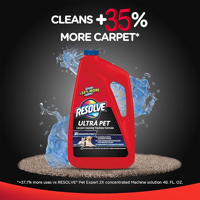 Resolve Ultra Pet Steam Carpet Cleaner Solution Shampoo, 48oz, 3X Concentrate, Safe for Bissell, Hoover & Rug Doctor
