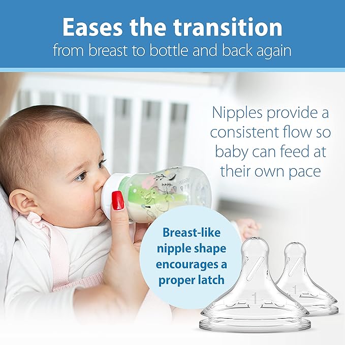 Dr. Brown's Anti-Colic Options+ Wide-Neck Baby Bottle Designer Edition Bottles, Woodland Decos, 5 oz/150 mL, Level 1 Nipple, 0m+, 2-Pack