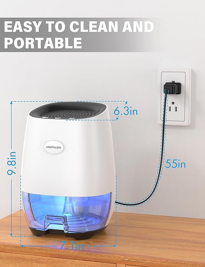 Dehumidifiers for Home, 35oz Small Dehumidifier for Bathroom (300sq.ft) with Auto-off, Sleep Mode, 7 Colors Night Light, Quiet Portable dehumidifier for Bedroom, RV, Closet, Office