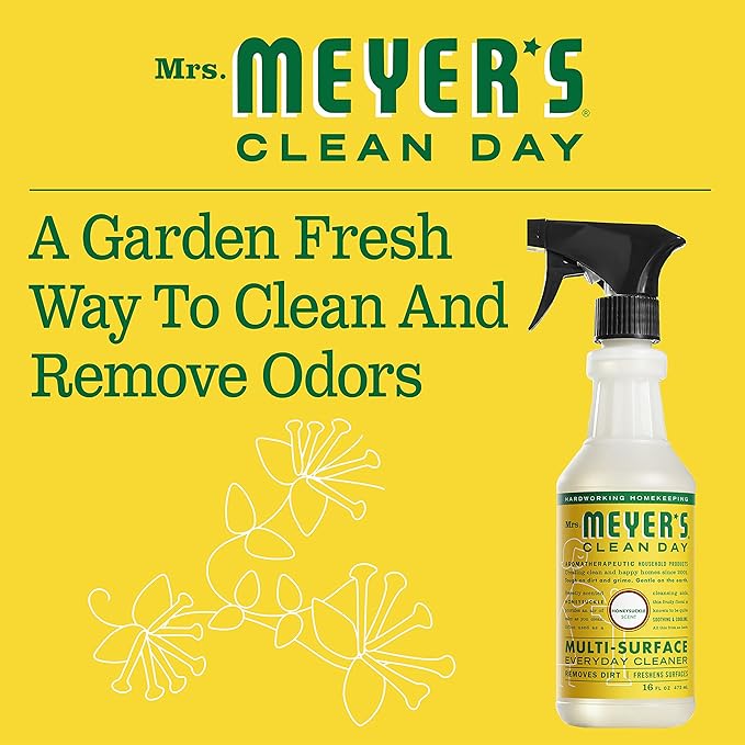 Mrs. MEYER'S Kitchen Set, Dish Soap, Hand Soap, and Multi-Surface Cleaner, 3 CT (Honeysuckle)