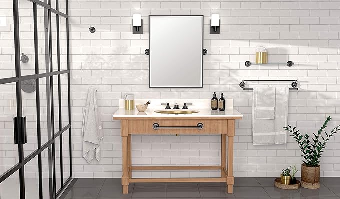 Gatco 5071MX Designer II Towel Bar, 18 Inch, Matte Black | Wall Mounted Towel Holder for Bathroom