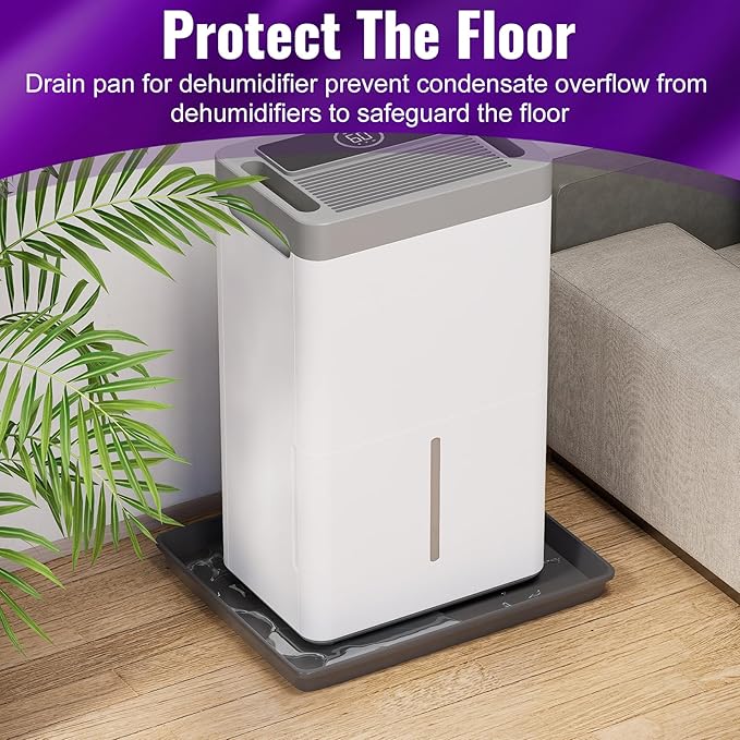 Mxclimate Drain Pan for Dehumidifier,Condensate Water Plastic Drip Tray 12.5 x 17 in Prevent Water Leakage,Floor Protection,Easy to Move Around