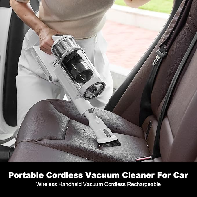 Cordless Vacuum Cleaner - Vacuum Cleaners for Home, 45KPA 550W Stick Handheld Portable 60 Mins Runtime Rechargeable Battery Pet Hair Hardwood Floor Vac, Household Lightweight Hand Vac, V10 White
