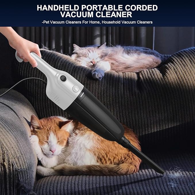 Stick Vacuum Cleaner, Corded 2-in-1 Lightweight Vacuum with Powerful Suction, Washable HEPA Filter, Handheld & Upright for Pet Hair, Carpet, Hardwood Floor & Home Cleaning – White MC607C