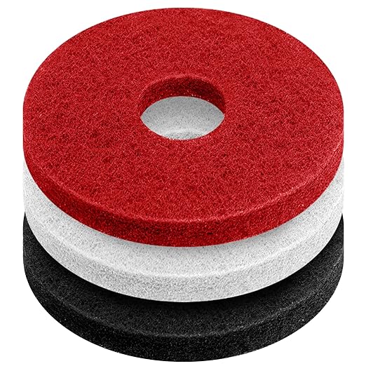 3 Pcs 12" Cleaning Orbiter Pads Commercial Floor Buffer Pads Hardwood Floor Maintenance Scrubber Polisher Cleaning and Stripping for Orbiter Machine (Black,Red,White)