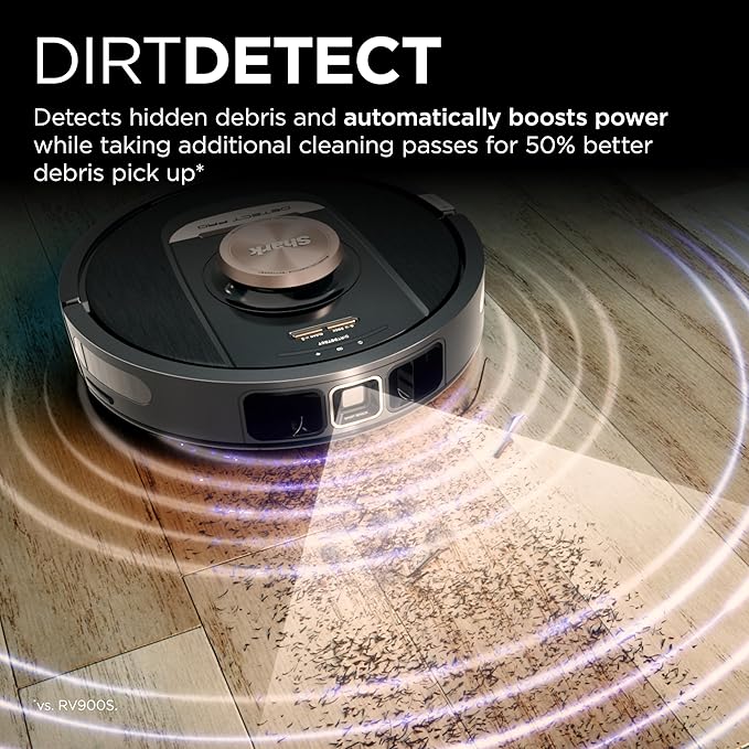 Shark RV2820AE Detect Pro Self-Empty Robot Vacuum, XL 60-Day HEPA Base, Best for Pet Hair, Smart Home Mapping, LiDAR Navigation (Renewed)