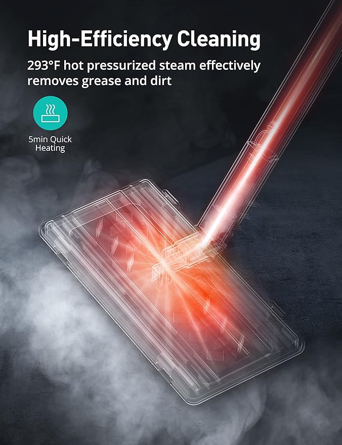 Carpet Steam Cleaner for Home, 293°F 58 PSI Powerful Multipurpose Handheld Steam Mop, 21 Attachments, 50Oz Capacity, Heavy Duty Steamer for Carpets, Floors, Cars, Tiles, Crack Cleaning, Turquoise