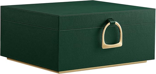 SONGMICS 2-Layer Jewelry Box, Jewelry Organizer with Handle, Removable Jewelry Tray, Jewelry Storage, Floating Effect, 8.1 x 9.4 x 4.3 Inches, Gift Idea, Forest Green UJBC165C01