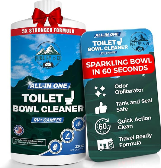 RV Toilet Bowl Cleaner with Easy Squirt Top - Best Septic Safe Toilet Bowl Cleaner (32 oz) - 5X Stronger Stain & Odor Eliminator - RV Toilet Cleaner - Sensor Safe & Non-Acid Formula
