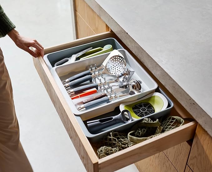 Joseph Joseph DrawerStore Expanding Utensil and Gadget Organizer, Expandable Tray for Kitchen Drawer, Recycled Plastic