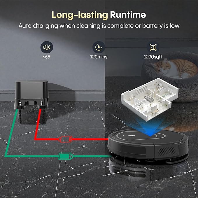 Bagotte Robot Vacuum and Mop Combo, 3-in-1 Robotic Vacuum Cleaner, 5000Pa Strong Suction with Auto Recharging,Tangle Free, Timing Function, App/WiFi/Voice/Remote for Hard Floor and Pet Hair