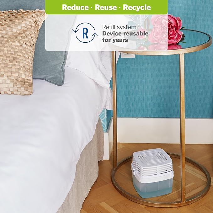 HUMYDRY Moisture Absorber Dehumidifier Device for Home, Premium Pack Of 1 Device of 15.9 Oz With 3 Pre-Measured Refills, Unscented Humidity Absorber For Closets, Bathroom and Medium Enclosed Spaces