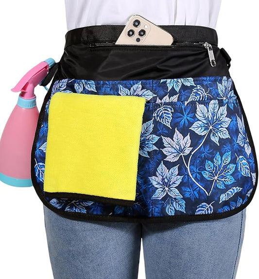 Small Size Cleaning Caddy Apron for Women with 5 Pockets, Professional Waterproof Cleaning Supplies for Housekeepers
