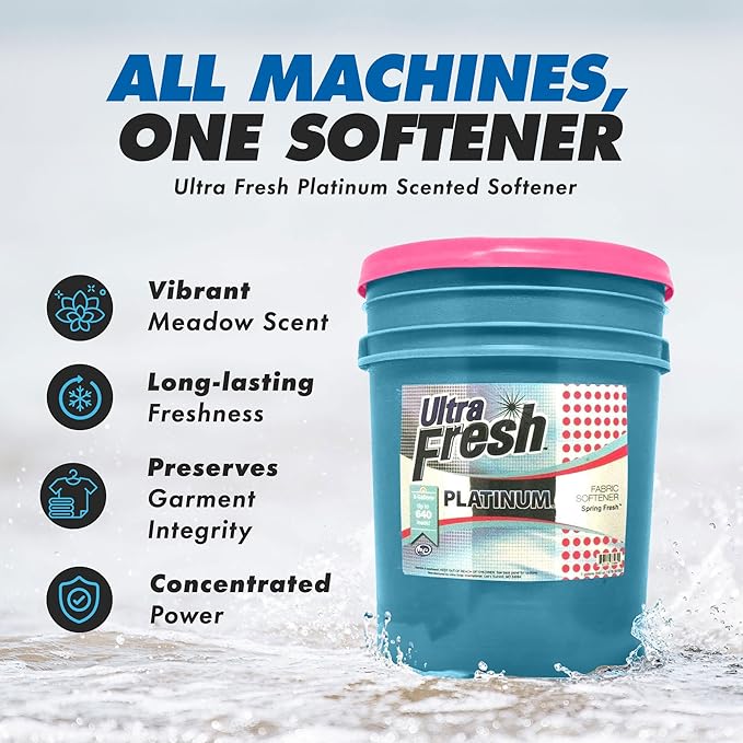 Ultra Fresh Liquid Laundry Fabric Softener, Platinum, 5 Gal, Spring Fresh - Household Cleaning Supplies and Accessories for Clothing and Fabrics