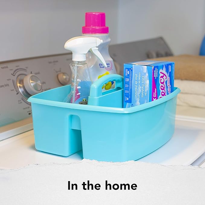 Storex 2-Compartment Large Caddy – Multipurpose Classroom Organizer with Handle, Teal, 6-Pack (00959U06C)