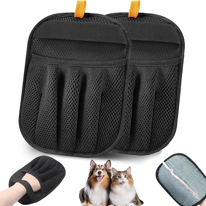 Pet Hair Removal Glove,Magic Brush Pet Hair,Five-Finger Electrostatic pet Hair Remover Glove,Laundry/Couch/Carpet/Car Seat for 2025 New Reusable Magic Brush Cat & Dog Remover Tool(2 Pcs)