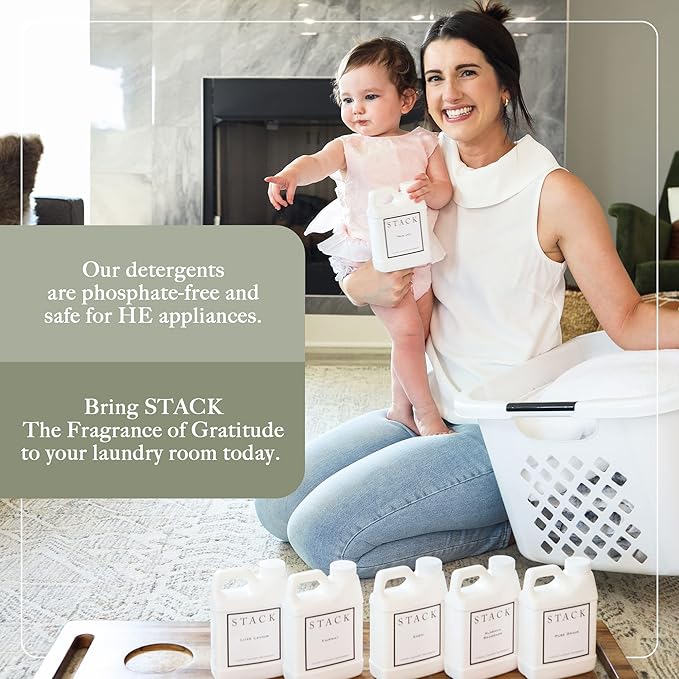 STACK Luxe Lavoir Luxury Laundry Detergent - Premium Scented Laundry Detergent for HE & Standard Washers - Infused with Lavender & Musk - Paraben & Dye Free - Gentle & Effective Cleaning - 64 oz