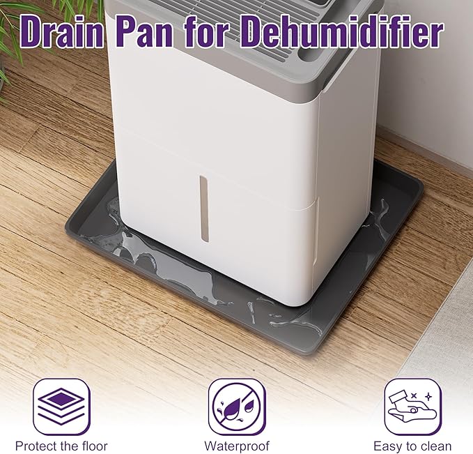 Mxclimate Drain Pan for Dehumidifier,Condensate Water Plastic Drip Tray 13 x 9 in Prevent Water Leakage,Floor Protection,Easy to Move Around