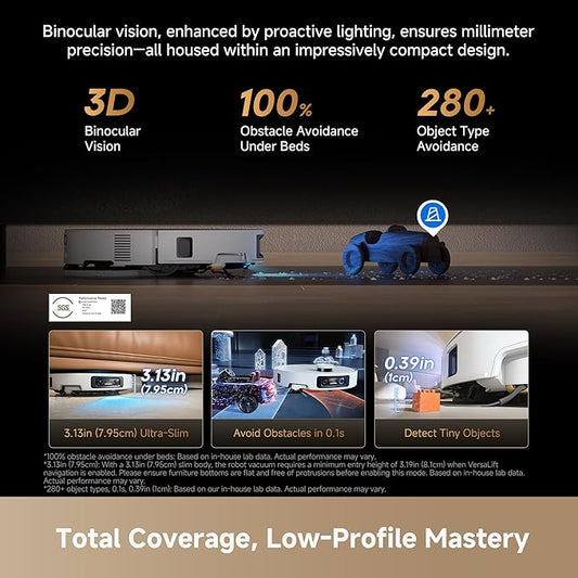 DREAME X60 Max Ultra Complete Robot Vacuum and Mop, Ultra-Thin Design, 35,000Pa Suction, Self Emptying&Refilling, Mop Self-Cleaning, 280+ Obstacle Avoidance, White