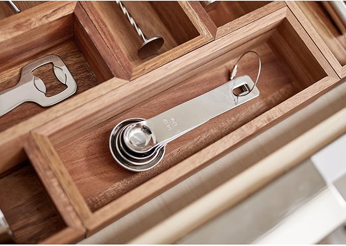 iDesign Acacia Wood Kitchen Drawer Organizer - Set of 3 - Natural