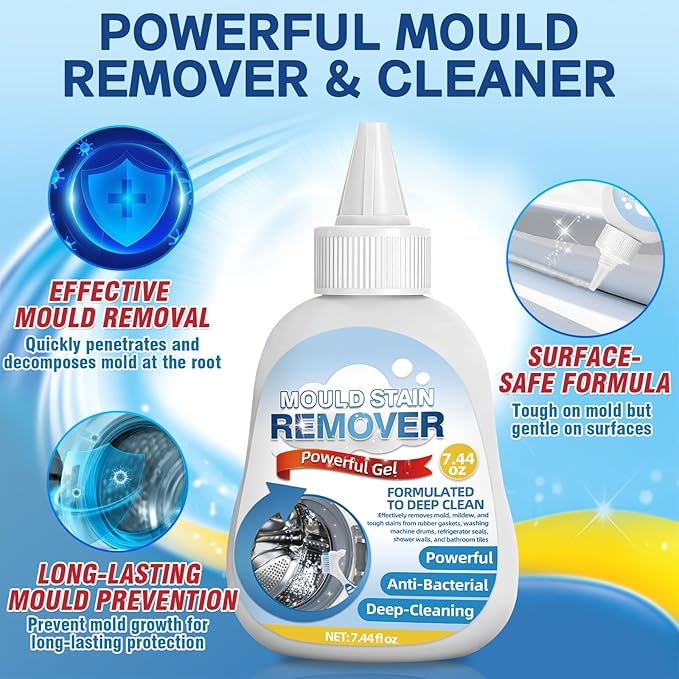 Mold Stain Remover Gel, Effective Washing Machine Cleaner, Household Cleaner for Bathroom Grout, Sink,Tile, Shower, Caulk