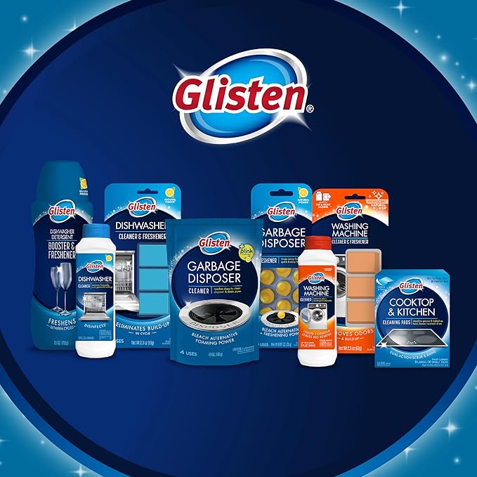 Glisten Dishwasher Detergent Booster and Freshener, Helps Eliminate Odors, Spots, and Stains, Lemon Scent, Made in the USA, 28 Ounce Bottle