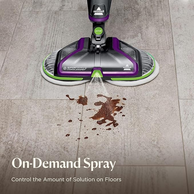 BISSELL® Spinwave Cordless Pet Hard Floor Spin Mop Cleaner 18V with washable mop pads for sealed hard floors, 23157