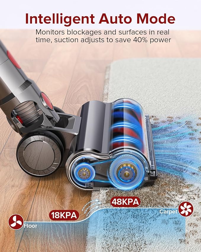 S8 Cordless Vacuum Cleaner, 600W 48Kpa Up to 65mins Stick Vacuum Rechargeable, Wireless Lightweight Handheld Vacuum Cleaners for Home Pet Hair Carpet Hardwood Floor Car