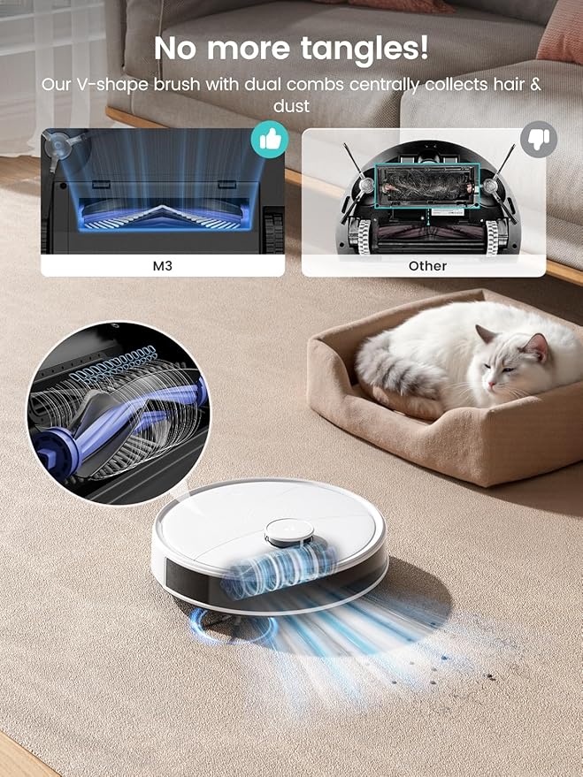 Lefant LiDAR Robot Vacuum and Mop, 12000Pa Suction, 90-Day Self-Emptying, Obstacle Avoidance, Auto Mop Washing&Drying, All-in-One for Pet Hair Carpet, 5G WiFi Alexa/APP/iWatch Control, M3