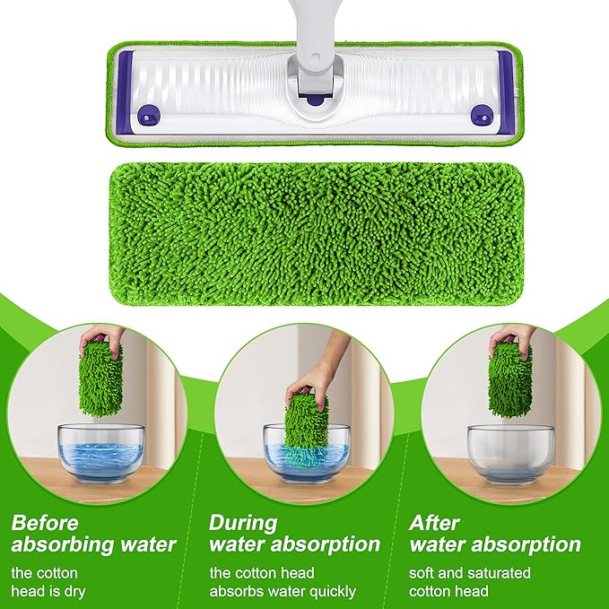 Aifacay Reusable Mop Pads for Swiffer PowerMop, 6 Pack Microfiber Pads Refills for 13''-15'' Spray Mop Washable and Machine Replacement Heads Wet Dry Mops Wood Floor Pads, Upgrade Designed for Pets
