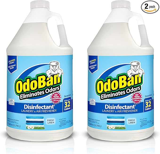 OdoBan Disinfectant Concentrate and Odor Eliminator, Made in the USA, Fresh Linen Scent, 2 Gallons