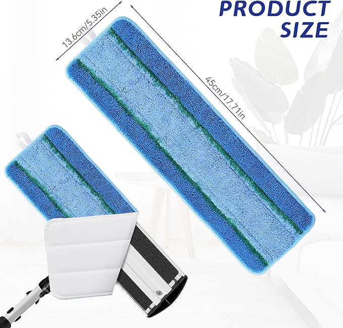 Upgraded Replacement Microfiber Mop Pads for Rubbermaid Commercial 18 Inch Mop 17 Inch Mop, Reusable Wet & Dry Commercial Cleaning Flat Mop System 18" 17" Refill Head for Multi-Surface Floor-2 Pack