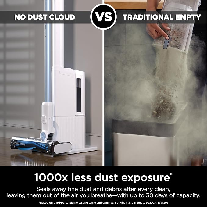 Shark Detect Clean & Empty | Lightweight Cordless Vacuum Cleaner with Auto-Empty System | HEPA Filter, Portable Handheld Attachment, Powerfins Brushroll | Cloudy Blue | IW4624