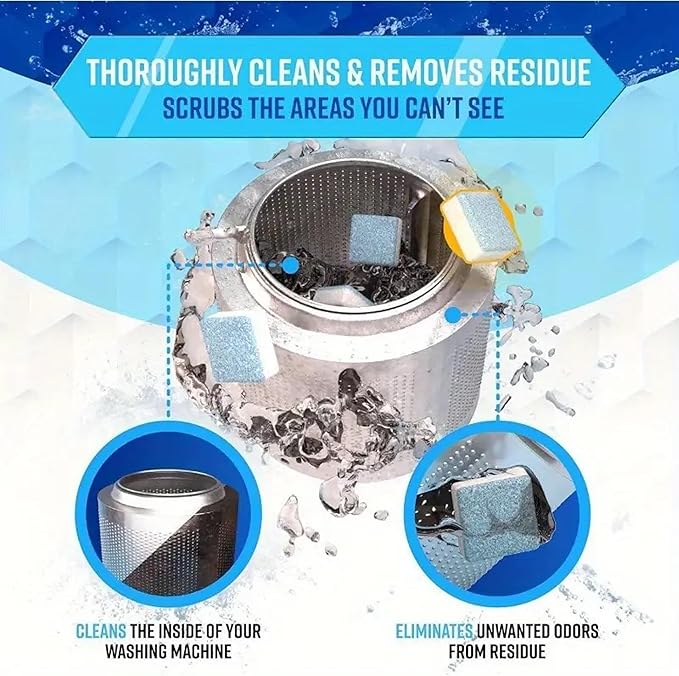 Washing Machine Cleaner Tablets 12 Packs- Washing Machine Cleaning Tablets for Top loader/Front Loader - Removes Residue & Odors