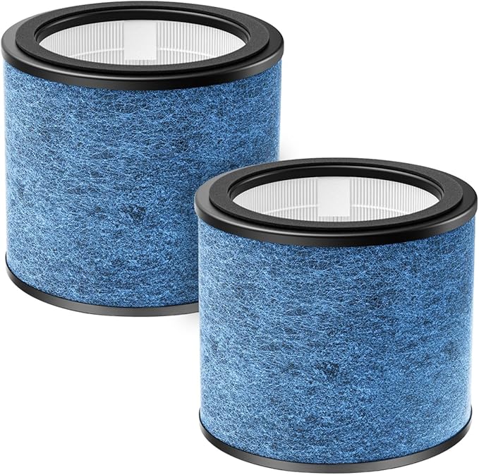 Fette Filter - HP070 Replacement Filters Compatible with Shark HP072/ HP071BRN Air Purifier, H13 True HEPA & Activated Carbon Blue. Pack of 2