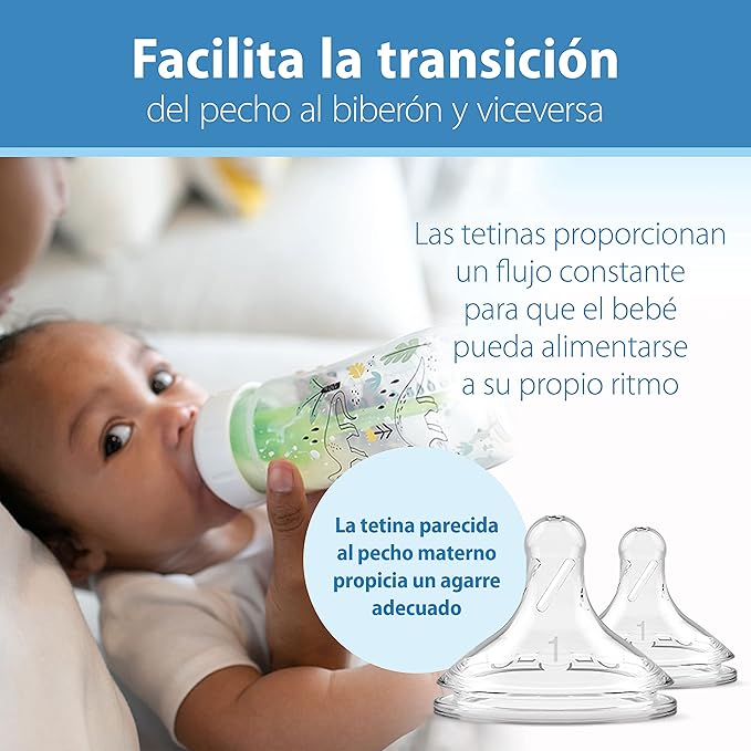 Dr. Brown's Anti-Colic Options + Wide-Neck Baby Bottle Designer Edition Dino Decos, 9oz/270mL, Level 1 Slow Flow Nipple, BPA-Free, 0m+, 2-Pack