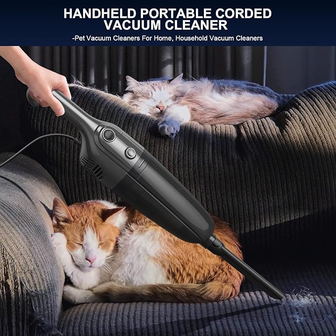 Stick Vacuum Cleaner, Corded 2-in-1 Lightweight Vacuum with Powerful Suction, Washable HEPA Filter, Handheld & Upright for Pet Hair, Carpet, Hardwood Floor & Home Cleaning – Black MC607C