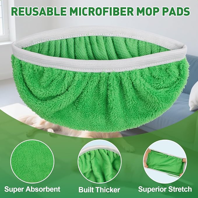 8 Pack Reusable Microfiber Mop Pads Replacement Compatible with Swiffer Sweeper, Machine Washable Mop Pads Refills for Wet & Dry Floor Cleaning, Mopping Cloths Fits Hardwood, Marble, Tile & Laminate