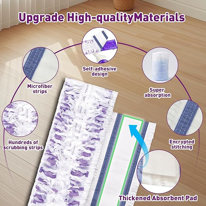 Funtin Power Mop Pads for Swiffer PowerMop, Unscented Disposable Mop Refills, Thickened Multi-Surface Replacement Mopping Pad, Dry & Wet Use for Floor Cleaning (40 Packs)