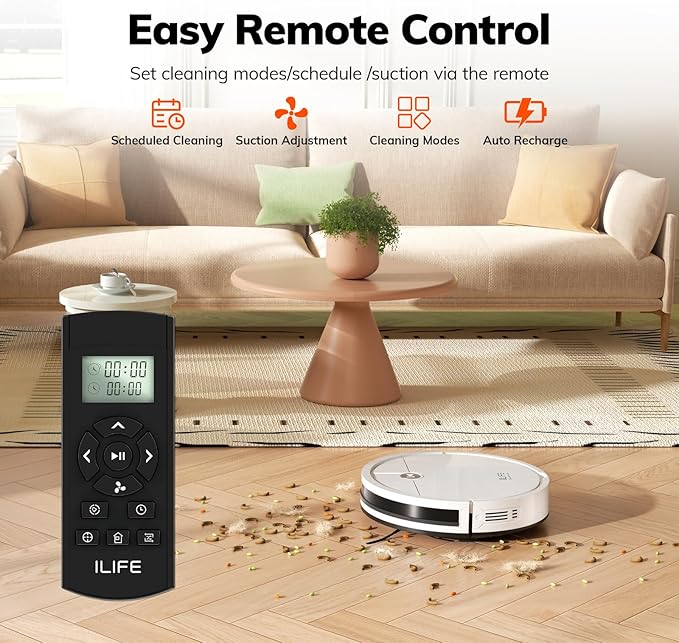 ILIFE V2 Robot Vacuum Cleaner, Tangle-Free Suction, 120 Mins Runtime, Slim, Self-Charging Robotic Vacuum Cleaner, Ideal for Pet Hair and Hard Floors
