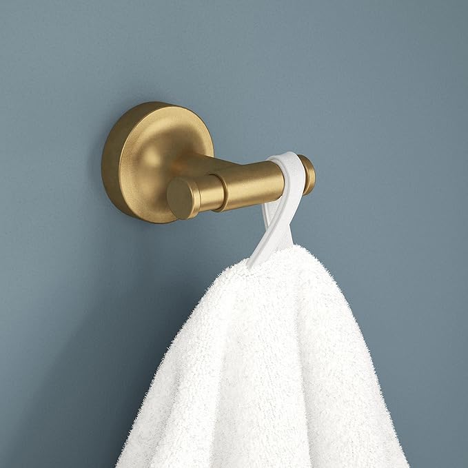 Franklin Brass Voisin (1-Pack) Towel Hooks Satin Gold Wall Mounted for Robes & Towels 2-Prong Holder, Bathroom Accessories VOI35-BB