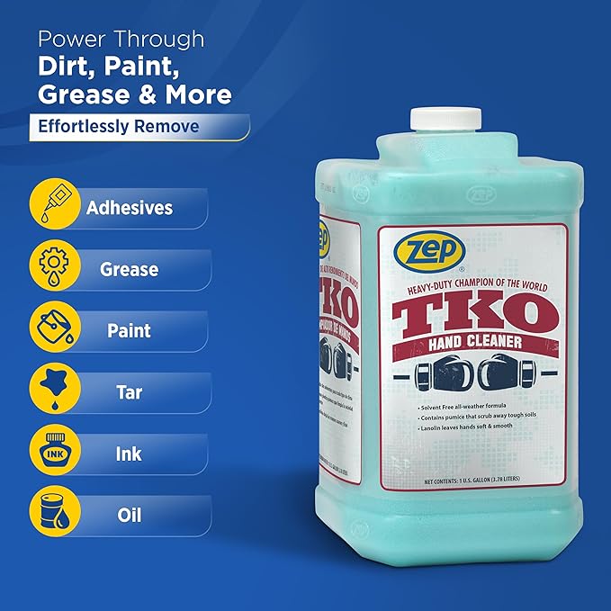 Zep TKO Heavy-Duty Industrial Hand Cleaner - 1 Gallon (Case of 2) - ECR548242 - Industrial-Strength, Perfect For Tackling The Toughest Dirt and Grease
