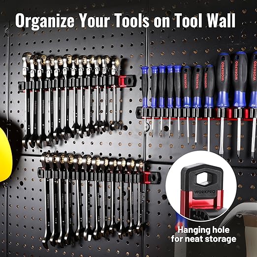 WORKPRO Magnetic Screwdriver Organizer and Wrench Organizer, Aluminum Rail Magnetic Tool Organizer, Tool Holder, Toolbox Organization, 12-Slot Screwdriver and Wrench Holder (Tools not Included)