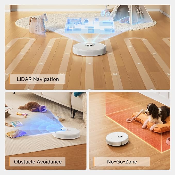 DREAME Robot Vacuum and Mop Combo, 90 Days Self-Emptying Robotic Vacuum, Power Suction Robot Vacuum, LiDAR Navigation, APP/Voice Control, Robot Vacuum Cleaner for Pet Hair/Carpet/Hard Floor
