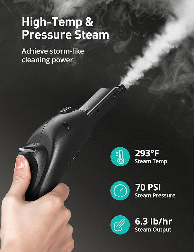 Steam Cleaner, 293°F 58 PSI Powerful Multipurpose Handheld Steam Mop for Home Use, 21 Attachments, 50Oz Capacity, Heavy Duty Steamer for Carpets, Floors, Cars, Tiles, Crack Cleaning, Turquoise