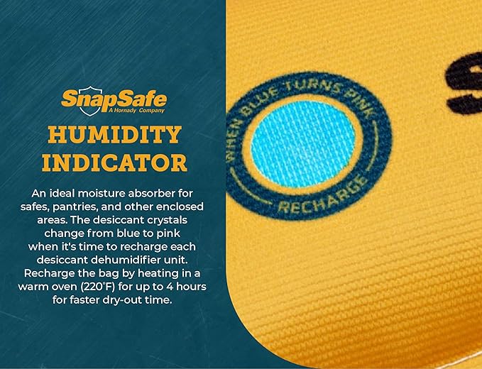 SnapSafe Reusable Dehumidifier Bag 450G, 75908 - Portable, Easy to Use Moisture Absorbers for Gun Safes & Cabinets - Prevent Moisture Damage for Gun Safe Accessories, Firearms in Your Gun Vault